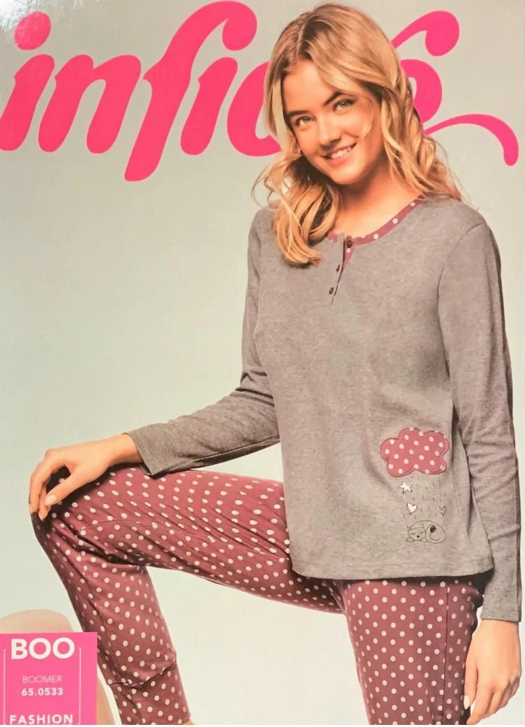 Pigiama Donna Cotone Caldo Invernale Infiore 533 3 Pigiama Donna Cotone Caldo Invernale Infiore 533