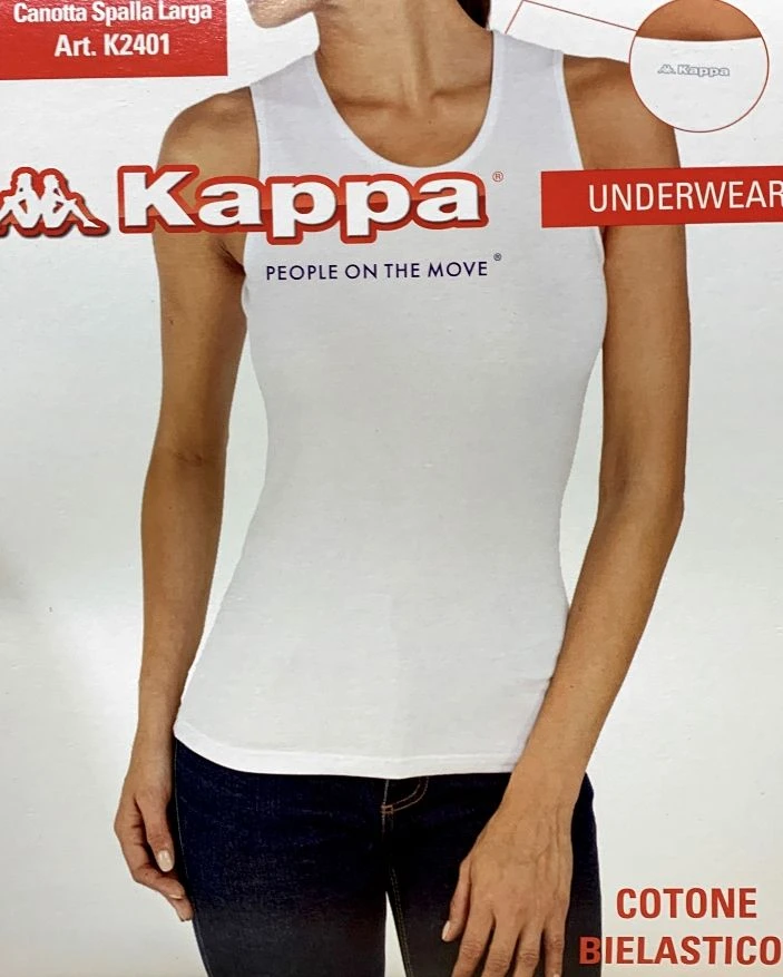 Canottiera Donna Spalla Larga Cotone Bielastico Kappa 2401 3 Canottiera Donna Spalla Larga Cotone Bielastico Kappa 2401