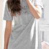 Camicia Da Notte Mezza Manica 100% Cotone Jersey Linclalor 71356 -Moda Lingerie Negozio 71356