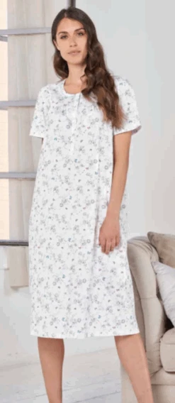 Camicia Da Notte Mezza Manica 100% Cotone Jersey Linclalor 74556