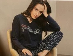 Pigiama Donna Fila 4072 Cotone Caldo Invernale -Moda Lingerie Negozio c4072