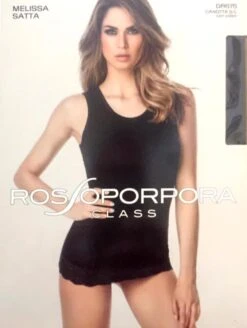 Canottiera Donna Spalla Larga Cotone Elasticizzato E Pizzo Rossoporpora DR675