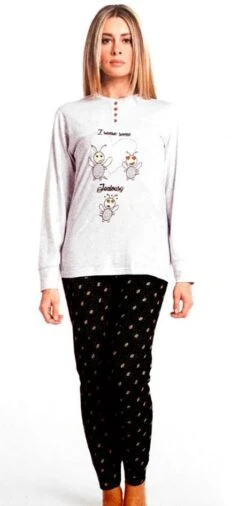Pigiama Donna Manica Lunga 100% Cotone Karel 6152